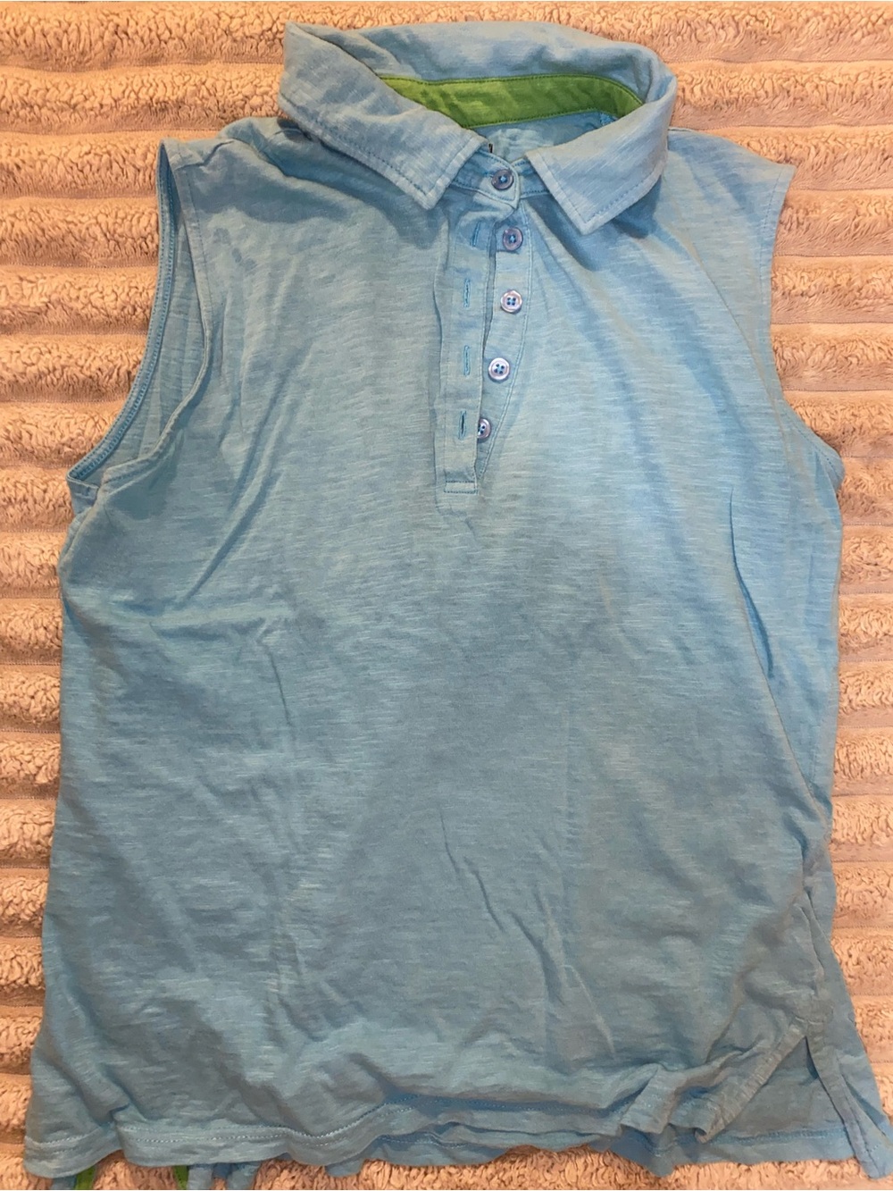 Hannah Sleeveless Polo Tank with Lime Green Inner Trim